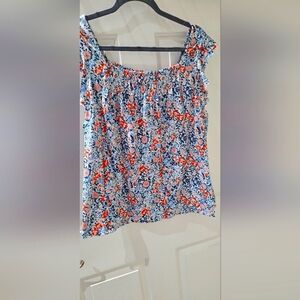 Melloday Woman's XL Sleeveless Floral Blouse
